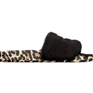 APL Black/Leopard Print Shearling slides size 6 New in Box sold at Lululemon